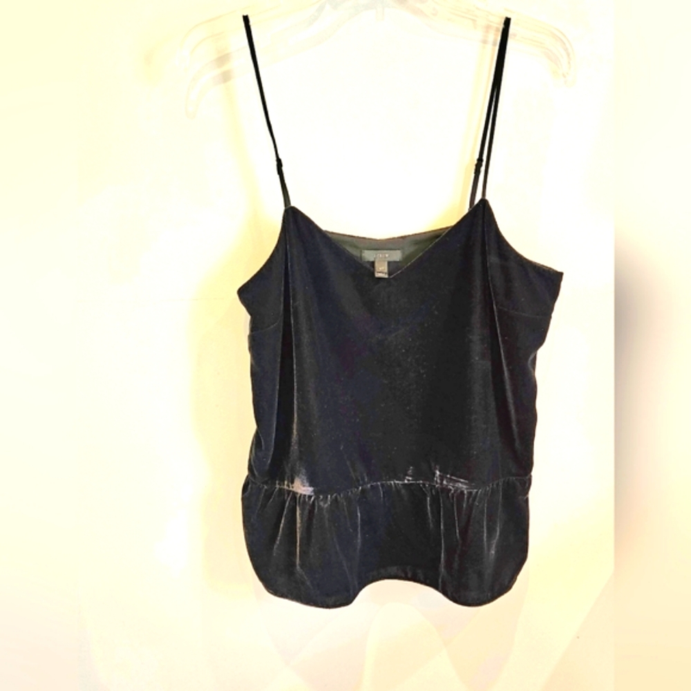J Crew Velvet Peplum tank top black